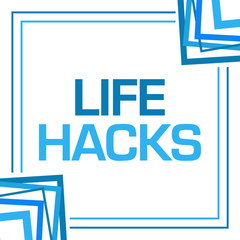 Life Hacks Blue Random Borders Square 
