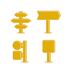 yellow wooden signpost and signage icons