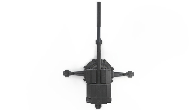 Scifi turret 3d rendering over white background