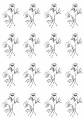 graphic line art monochrome flowers pattern