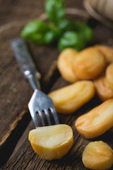 Smoked cheese and fresh basil