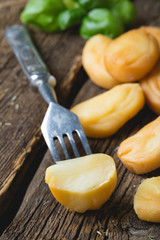 Smoked cheese and fresh basil