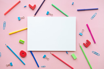 School and office accessory with copy space on color background