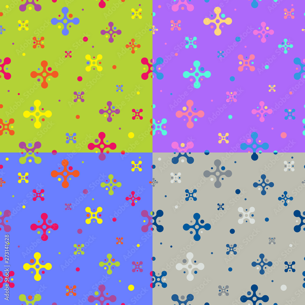 Poster set of seamless repeating patterns from color crosses