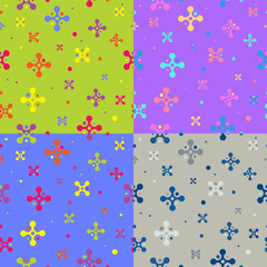 Set of seamless repeating patterns from color crosses