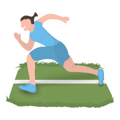 Runner icon. Sport label on white Background. Character Cartoon style. Vector Illustration