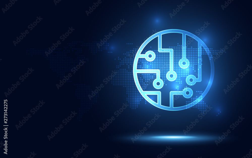 Aufkleber futuristic blue circuit board abstract technology background. artificial intelligence digital transf
