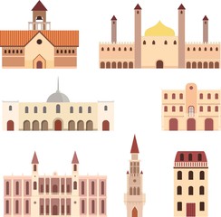 Historical and religious buildings. Minimal vector sights