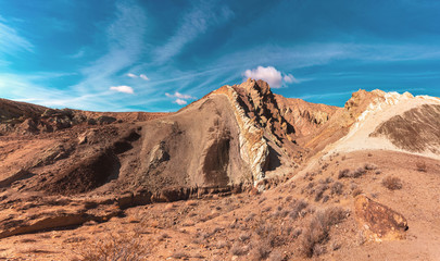 Rainbow Basin spectacular landscape panorama. California, USA.