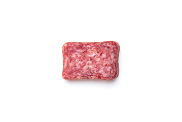 Salami sausage isolated on white background.