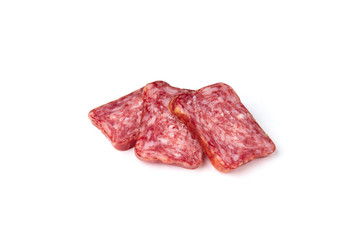 Salami sausage isolated on white background.