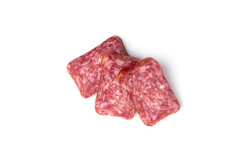 Salami sausage isolated on white background.