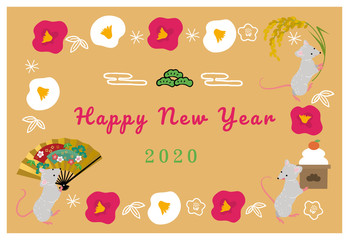 2020年　年賀状　デザイン　子年　イラスト