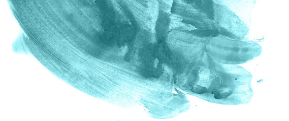 Fototapeta premium Abstract watercolor background hand-drawn on paper. Volumetric smoke elements. Blue-Green color. For design, web, card, text, decoration, surfaces.