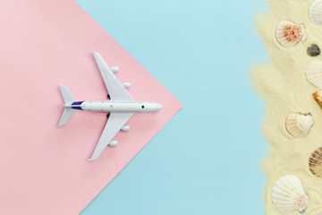 It's time to fly far away to tropicals! Summer vacation minimal concept 