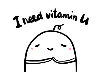 I need vitamin u hand drawn vector illustration with lettering and cartoon man