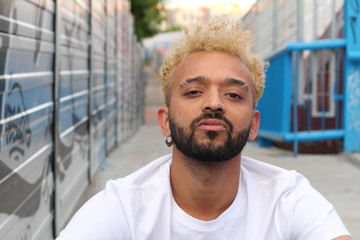 African American man with swag looking at camera 