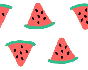 Seamless summer pattern with watermelon slices. Vector illustration