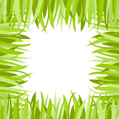Green grass frame. Grass in meadow. Vector illustration