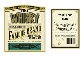 Fototapeta na wymiar Whiskey label for packing. Vector layered