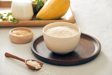 Thai Food - Mango Rice Sticky with cononut, rice, mango, sesame