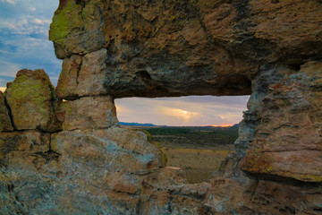 Abstract Rock formation aka window at Isalo national park, Madagascar