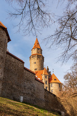 Bouzov castle with wall in Czech republic