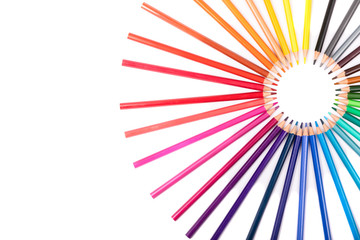 Obraz premium Colored pencils on white background