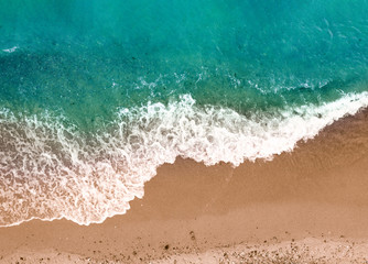 Aerial view of summer beach with ocean and free space for your decoration. Summer time