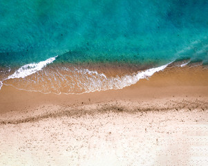 Aerial view of summer beach with ocean and free space for your decoration. Summer time