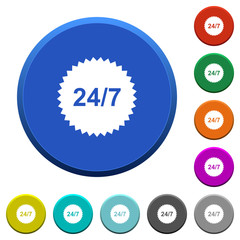 24 hours seven sticker beveled buttons