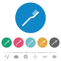 Toothbrush flat round icons