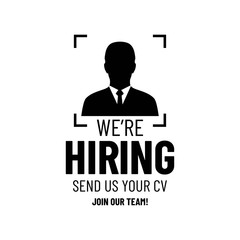 We are hiring design poster with man icon.Open vacancy design template. Join our team