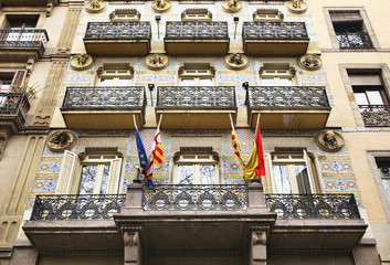 Fragment of old  building in Barcelona. Spain