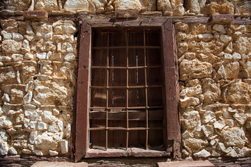 Background of antique stone wall with window in Turkey,Antalya