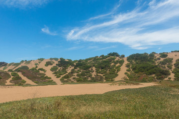 The famous dunes of the city of Concon on the coast of the Pacific Ocean, in Chile.