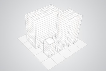 vector skyscraper. group of buildings on a colored background.