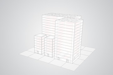vector skyscraper. group of buildings on a colored background.