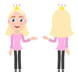 Vector cartoon character in a flat style. Princess