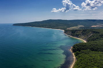 Obraz premium View of drone to the beautiful coastline of Black Sea. Obzor, Bulgaria