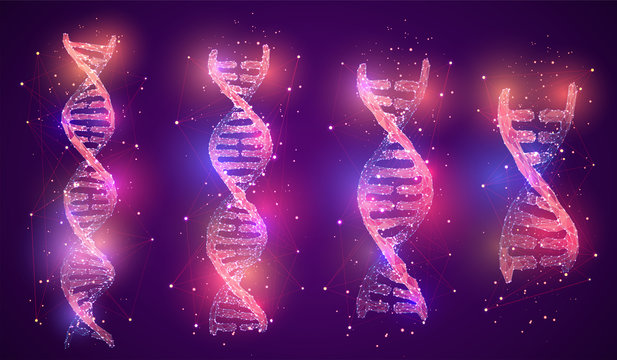 vector. part of the human dna. 3d triangular abstract style.