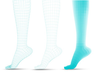 set of vector female legs. 3d illustration of lifting the leg. health and choice of shoes