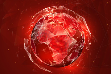 vector globe, planet earth, from dots. concept bigdata, processing and data collection © coffeemill