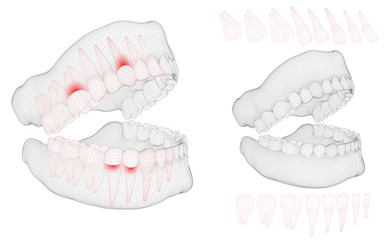 human jaw. 3d vector layout. medicine and health. pain teeth.