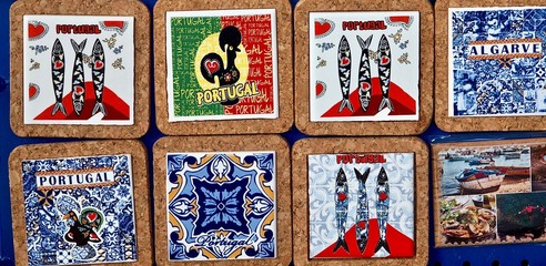 Typical crockery in bright colors from Portugal