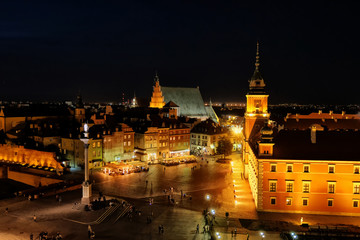 Fototapeta premium Warsaw at night from top of the tower, Poland