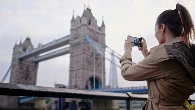 Woman near Tower Bridge in London