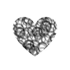 Vector Heart Shape, Scribble Circles Texture, Doodle Illustration, Black Drawing Isolated.