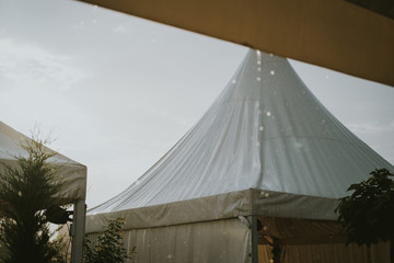 tent in rain