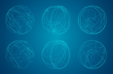 abstract vector sphere of lines and curves. set